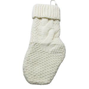 14 Inch Cable Knitted Christmas Stocking Farmhouse Cream White New Without Tags